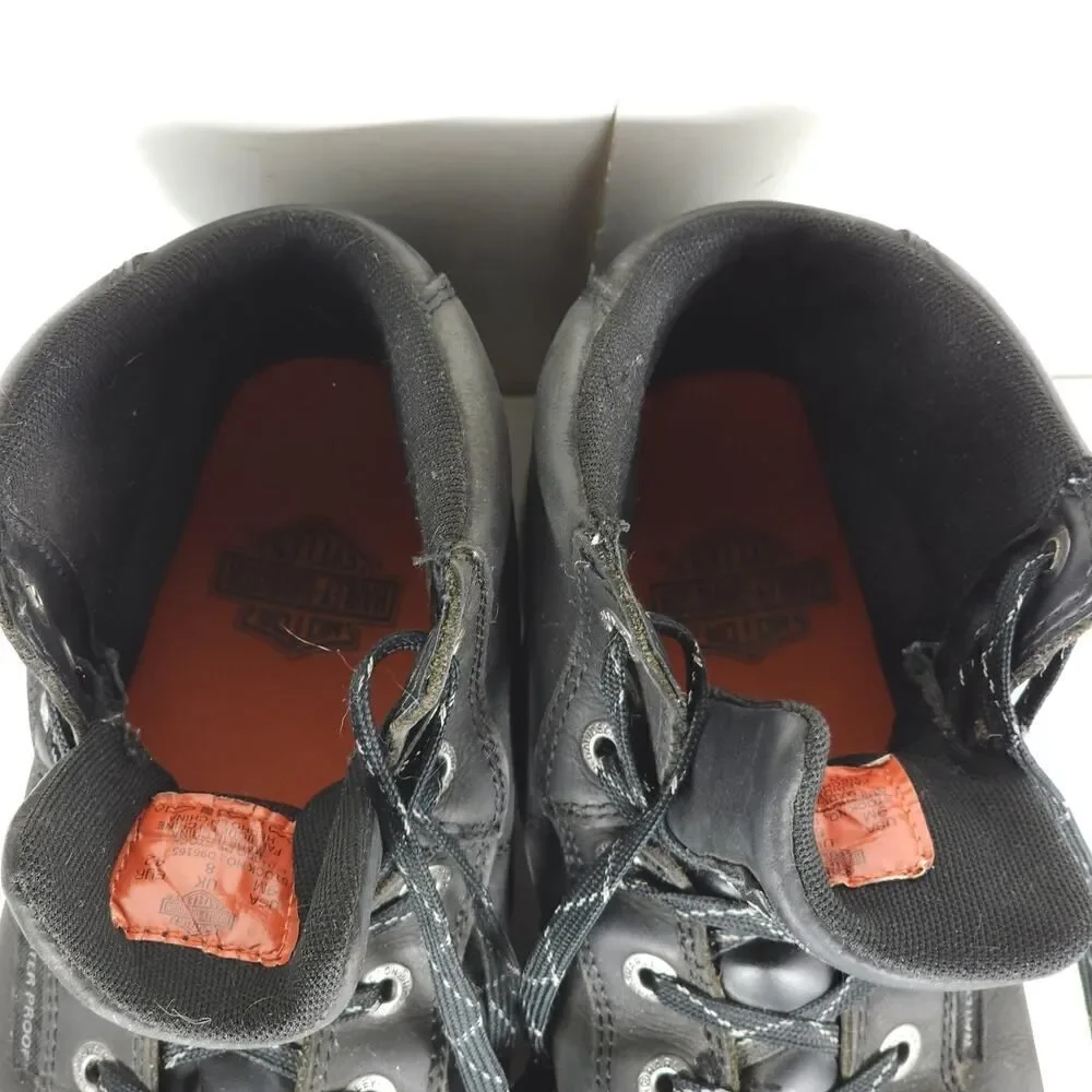 Harley Davidson Men's Midland US9M Black Leather Waterproof Laceup Ankle Boots